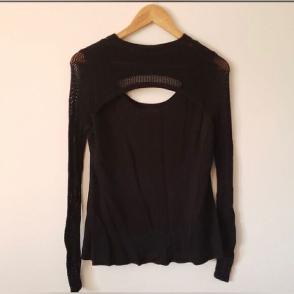 Torrid sz 4 fishnet active cutout slit front/back black sweater mesh/open stitch - Picture 5 of 6